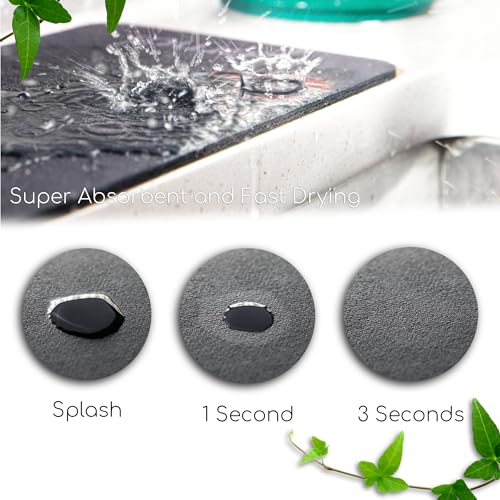 Ternal DripGuards Absorbent Counter Mat 2-Pack | Waterproof, Quick-Dry Coffee Bar Mat for Kitchen, Sink & Drink Station | Non-Slip, Spill-Proof Protector for Water, Oil & Syrup [5.5" x 12"] - size: 5.5x12in-Regular