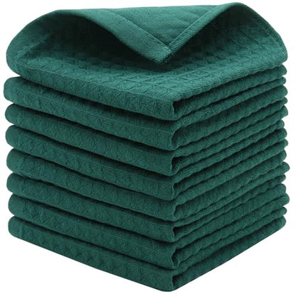 Washcloths Cotton Dish Cloths, 8 Pack,12”x12”,Green Dish Rags | Soft Kitchen Washcloths Wash Rags, Double Deck Small Hand Towels For Kitchen, Absorbent Dish Cloths For Washing Dishes - color: Green