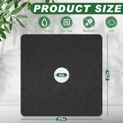 Shower Mat Non Slip,27 x 27 Inch Extra Large Bath Mat with Drain,Soft Square Loofah Shower Stall Mat Bathtub Mat for Bathroom,Without Suction Cups (Black) - color: Black