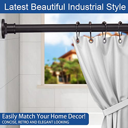 Industrial Shower Curtain Rod - 2-in-1 Design Tension Curtain Rod - Never Rust Non-Slip 43 to 72 Inch Stainless Steel, Bronze Window Curtain Rod - color: Bronze, size: 43-72 Inches