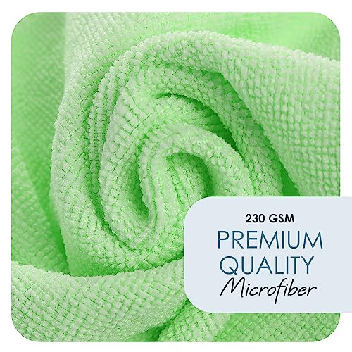 Hearth & Harbor 12 Pack Microfiber Washcloths, Green, 12"x12", Lint Free, Scratch Free, Reusable - color: Green, size: 12"x12", style: 12 Pack