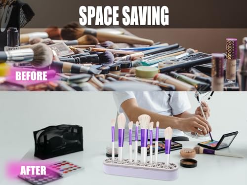 1Pcs Silicone Makeup Brush Holder Stand Light Grey Make Up Brush Organizers Makeup Brushes Holder Organizer for Painting Pen Brushes Nail Clippers Drill Pens Ruler Sewing Craft Tools - color: Light Grey