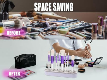 1Pcs Silicone Makeup Brush Holder Stand Light Grey Make Up Brush Organizers Makeup Brushes Holder Organizer for Painting Pen Brushes Nail Clippers Drill Pens Ruler Sewing Craft Tools - color: Light Grey