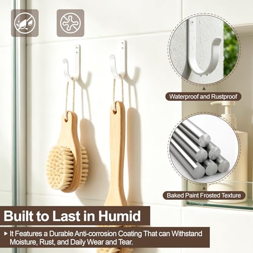 10 Pack Large White Metal Wall Hooks for Coats and Towels | Screw mount hardware, outdoor closet door bathroom use, backpack robe utility - color: 10PACK + White