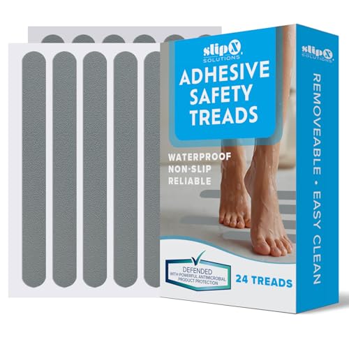 SlipX Solutions Non Slip Bathtub Stickers, 24 Strip Treads, 7.5X.75, Gray | Reliable Grip For Tubs, Showers, Stairs & More, Easy Install, Strong Adhesive, Microban Infused, Design Your Own Pattern - color: Gray, size: 24-Count