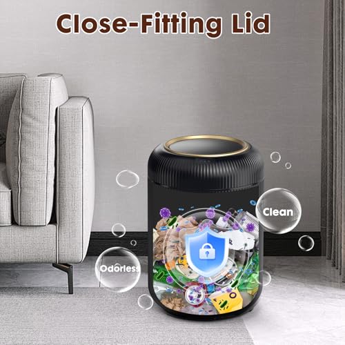 Procade Touchless Trash Can Bathroom,Small Motion Sensor Trashcan with lid | 3 Gallon Automatic Garbage Can,Smart Gold and Black Trash Bin,Auto WasteBasket for Bedroom,Office,Dorm,Toilet, rv, Kitchen - color: Black