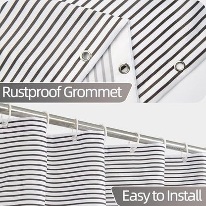 Boho White Gray Striped Small Bathroom Window Curtain 30" Wx36 L | Black Bohemian Geometric, Polyester Waterproof, Machine Washable, Kitchen Dishwasher Cabinet , Easy to Install with 6 Hooks - color: Grey, size: 30"W x 36"L (Pack of 1)