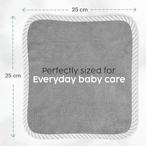 San Francisco Baby Washcloths for Newborn – Rayon from Bamboo Washcloths, Baby Wash Cloths Soft, Wash Cloths for Babies, Baby Wash Cloth – 6 Pieces, Gray - color: Grey