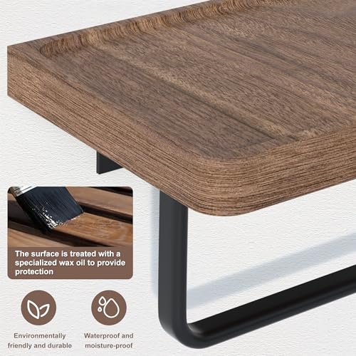 Toilet Paper Holder with Black Walnut Wood Shelf, Wall Mounted & Adhesive Mounted Wooden Shelf for Hanging Roll Tissue, Place Phone, Aromatherapy for Bathroom, Washroom - color: Walnut