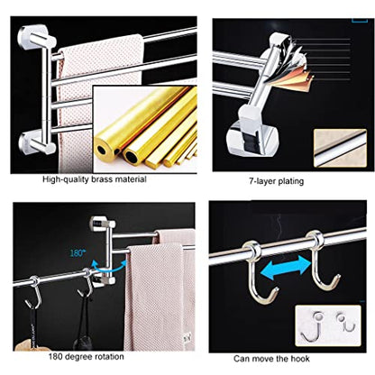 FAMMIX Modern Brass Chrome Swing Out Towel Bar, Folding Arm Swivel Hanger Bathroom Storage Organizer Rustproof Wall Mount, Swivel Towel Rack for Shower Room, Kitchen 5Bars - size: 5Bars