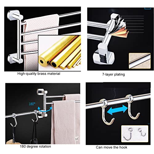 FAMMIX Modern Brass Chrome Swing Out Towel Bar, Folding Arm Swivel Hanger Bathroom Storage Organizer Rustproof Wall Mount, Swivel Towel Rack for Shower Room, Kitchen 4Bars - size: 4Bars