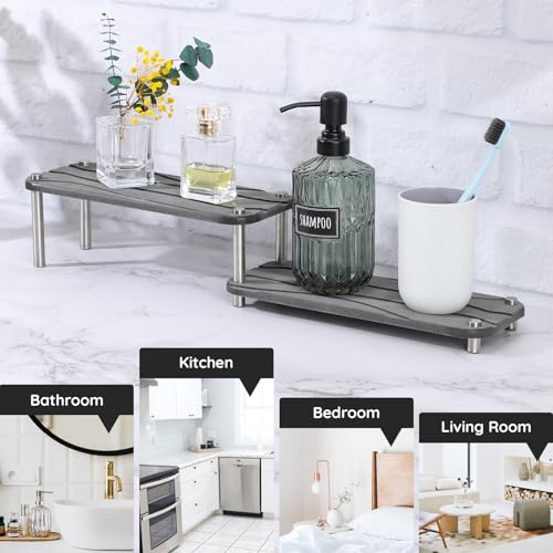 Segbeauty 2 Tier Fast Drying Diatomaceous Earth Tray, 11x4.3in Water Absorbing Stone Drying Vanity Tray for Countertop, Bathroom Counter Rack Kitchen Sink Organizer Dish Soap Sponge Holder Dark Gray - color: Dark Gray