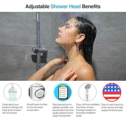 RV Shower Head with hose Camper Shower Head hand held long hose Portable Holder Suction Cup Handheld Hand Held High Pressure Water RV Camper Replacement Filtering Wall Mount Removable