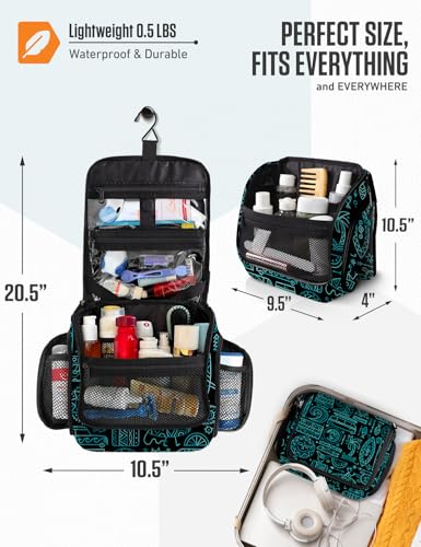 VENTURE 4TH Hanging Travel Toiletry Bag, 17 Compartments - Surfing Vibes | Hangs on rails, hooks or doors; stands upright too. Removable TSA pouch. Water-resistant 900D Nylon, reinforced stitching. - color: Surfing Vibes