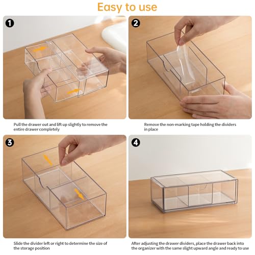 PAVSTINE Medicine Cabinet Organizer 3 Pack, Plastic Stackable Storage with 2 Drawers, Bathroom Mirror Cabinet Organizer with Removable Dividers for Wall Cabinet, Vanity, Countertop, Clear - size: 3-Tier