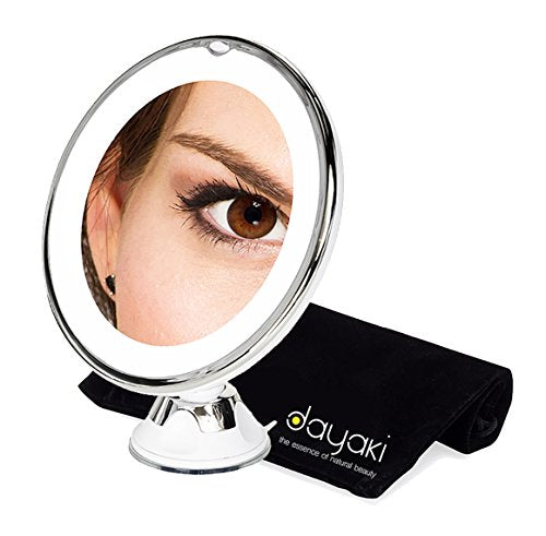 Dayaki Travel Lighted Magnifying Makeup Mirror - 10x Magnification, Tabletop Mount, 38.48 Square Inches