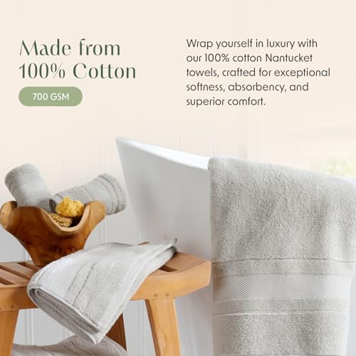 Luxury 100% Cotton Bath Towels Set | 6-Piece Set | Grey | 700 GSM | Premium Bath Towels | Ultra Soft Thick Plush & Highly Absorbent | Luxury Hotel & Spa Bathroom Towels - color: High Rise Grey, size: 6 Piece Set