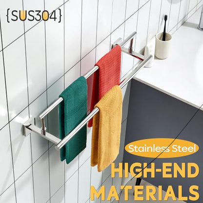KOKOSIRI Towel Holder 24-Inch Bathroom Double Bath Towel Bars Kitchen Rack Wall Mounted Polished Chrome Stainless Steel B5009CH-L24 - color: Polished Chrome, size: 24-Inch