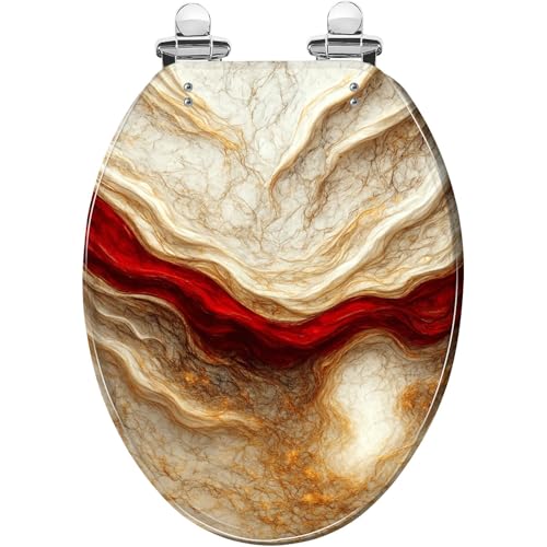 Elongated Resin Toilet Seat, Quietly Close Quick Release Hinges Cover