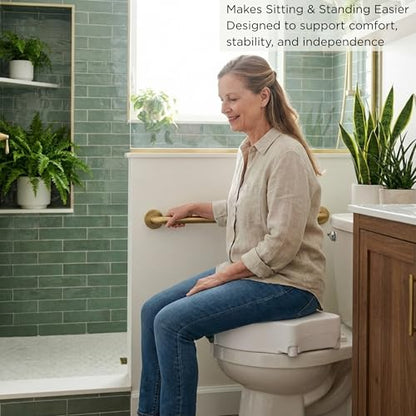 NOVA Toilet Seat Riser – Adds 5” Height, Raised Toilet Seat with ON/Off Front Lock, Fits Standard & Elongated Toilets, Supports up to 300 lb Capacity, Bathroom Safety Aid for Seniors - style: Without Arms