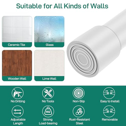 Shower Curtain Rod, No Drill Spring Tension Curtain Rods for Windows, Bathroom, Closet, Non-Slip, Anti-Rust, 0.63" Diameter,16WU15-54WHx2 - color: white, size: 16"-54" 2pcs