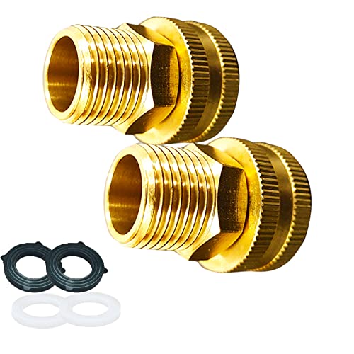 YOUHO Garden Hose Adapter Garden Hose to Pipe Fittings Connect, Garden Pipe Joint Extension Repair Fitting (1/2NPT(M) to 3/4 GHT(F) 2pcs) - size: 2PCS 1/2NPT(M) to 3/4GHT(F)