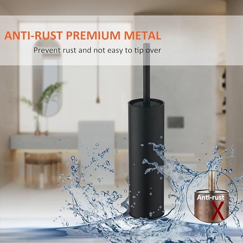 Toilet Brush and Holder,Stainless Steel Toilet Brushes for Bathroom with Holder 2pack Black - color: Matte Black
