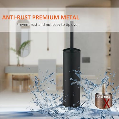 Toilet Brush and Holder,Stainless Steel Toilet Brushes for Bathroom with Holder 2pack Black - color: Matte Black