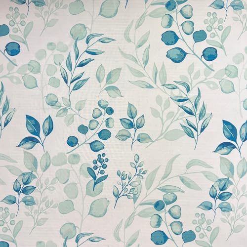 Hotel Quality Fabric Bathroom Shower Curtain: Floral Leaf Damask - Teal, Green and White (72 x 70 inches) - color: Melbourne