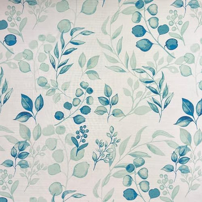 Hotel Quality Fabric Bathroom Shower Curtain: Floral Leaf Damask - Teal, Green and White (72 x 70 inches) - color: Melbourne
