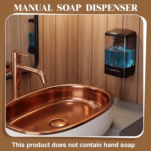 Hushee 4 Pcs Plastic Wall Mounted Soap Dispenser Commercial Manual Soap Containers Wall Dispenser for Kitchen Shower Hotel Liquid Shampoo Gel Chamber (33.8 oz 1000 ml,All Black) - color: All Black, size: 33.8 oz 1000 ml