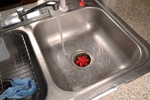 Danco 10761A Disposal Genie II Garbage Disposal Strainer and Stopper, Kitchen Sink Drain Splash Guard with Food Scraper, Red, 1-Pack - color: Red