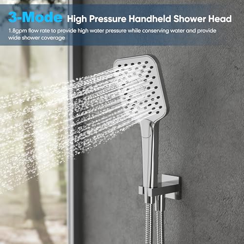 Gabrylly Shower System, Shower Faucets Sets Complete for Bathroom with High Pressure 10" Rain Shower and Handheld Shower, 2 Way Shower Valve Kit, Chrome - color: chrome 02