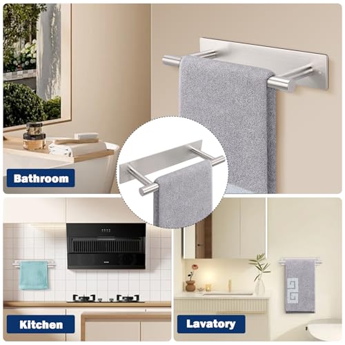 NearMoon Self Adhesive Hand Towel Holder/Towel Ring, Stainless Steel Hand Towel Bar Rustproof Stick on Wall-Towel Rack for Bathroom/Kitchen, Sticky and Wall Mounted (1, Brushed Nickel) - color: Brushed Nickel