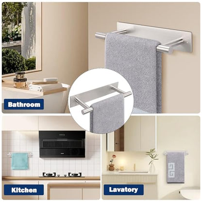 NearMoon Self Adhesive Hand Towel Holder/Towel Ring, Stainless Steel Hand Towel Bar Rustproof Stick on Wall-Towel Rack for Bathroom/Kitchen, Sticky and Wall Mounted (1, Brushed Nickel) - color: Brushed Nickel