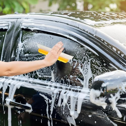 2 Pack 14 Inch Car Drying Squeegee Yellow Longer Silicone Water Squeegee Window Shower Blade Automotive Squeegees Flexible Auto T-bar Rubber Squeegees for Car Windshield Glass Bathroom Wash Tool - color: Yellow