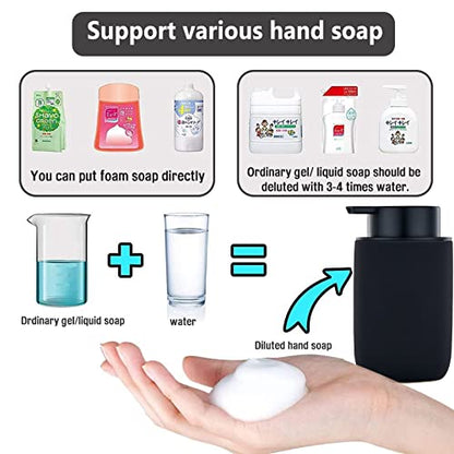 Black Foaming Hand Soap Dispenser - Bathroom Lotion Hand Pump Dispenser Matte Black Foam Soap Dispenser Ceramic Dish Liquid Dispenser for Hand Wash Dispenser (Rubber Paint) - color: Black(rubber Paint), size: Foam dispenser