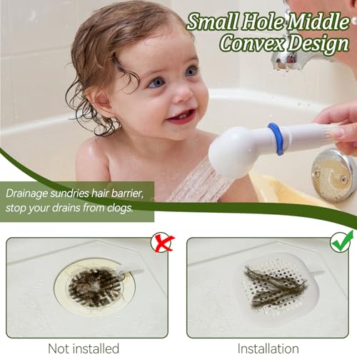 Waziaqoc 2 Pack Drain Hair Catcher, Square Silicone, Grey | Shower Drain Covers, For Bathroom, Bathtub and Kitchen, Easy to Install and Clean
