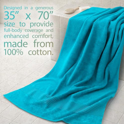 Cotton Paradise 100% Cotton Turkish Towel Set, Soft Absorbent Quick Dry, 2 Piece 35x70 Bath Sheet Set, Ocean Aqua - color: Ocean Aqua, size: 35"x70"