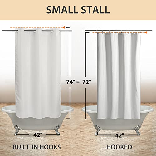 River Dream No Hook Stall Shower Curtain Microfiber Fabric - Soft 42" Width Shower Stall Curtain Hotel Grade, Waterproof & Machine Washable, White, 42x74 - color: White, size: 42"W x 74"L (Pack of 1)