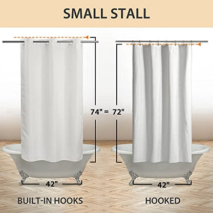 River Dream No Hook Stall Shower Curtain Microfiber Fabric - Soft 42" Width Shower Stall Curtain Hotel Grade, Waterproof & Machine Washable, White, 42x74 - color: White, size: 42"W x 74"L (Pack of 1)