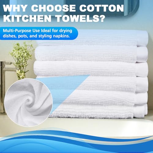 6 Pack 100% Cotton Wash Cloth, 12x12Inch Highly Absorbent and Soft Feel Fingertip Towels, Machine Washable Washcloths for Bathroom, Gym, Hotel, Spa and Kitchen, White
