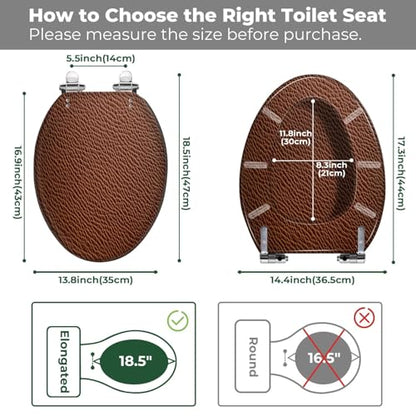 Elongated Resin Toilet Seat, Quietly Close Quick Release Hinges Cover | Toilet Lid Cover Easy to Clean and Install, Leather texture Heavy Duty Toilet Seat - color: pattern3, size: V-shape