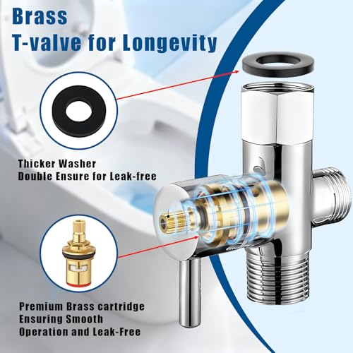 Toilet Handheld Bidet Sprayer, Stainless Steel Spray Shower Set, ToiletMuslim Shower Sprayer, Adjustable Water Pressure with Bidet Hose, for Feminine Washing, Wall Mount/Toilet Holder.