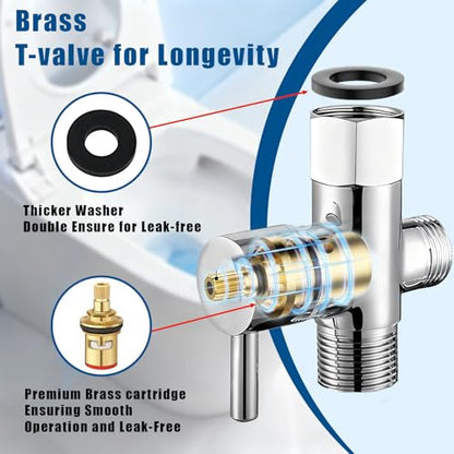 Toilet Handheld Bidet Sprayer, Stainless Steel Spray Shower Set, ToiletMuslim Shower Sprayer, Adjustable Water Pressure with Bidet Hose, for Feminine Washing, Wall Mount/Toilet Holder.