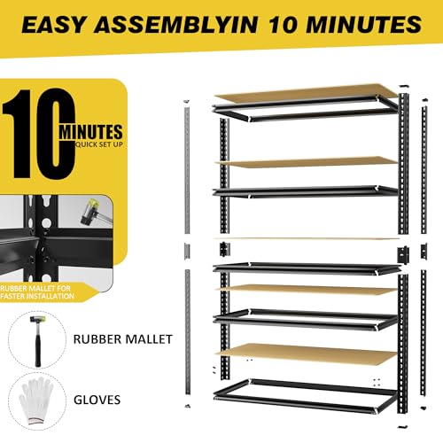 Heavy Duty Storage Shelving Unit, 5-Tier Adjustable Garage Shelves, 2025 lbs Capacity Metal Organizer Utility Rack, Freestanding for Kitchen Pantry Basement, 28" W x 12" D x 60" H - size: 28Wx12Dx60H