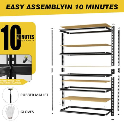 Heavy Duty Storage Shelving Unit, 5-Tier Adjustable Garage Shelves, 2025 lbs Capacity Metal Organizer Utility Rack, Freestanding for Kitchen Pantry Basement, 28" W x 12" D x 60" H - size: 28Wx12Dx60H