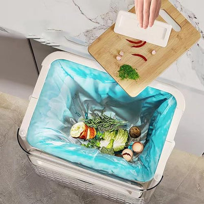Wall-Mounted Foldable Trash can, Hanging Trash Can with Lid, Kitchen Garbage Can with Lid, Trash Can for Kitchen Cabinet Door or Under Sink, Bathroom, Living Room, Office, Food Waste Bin (Gray) - color: Gray