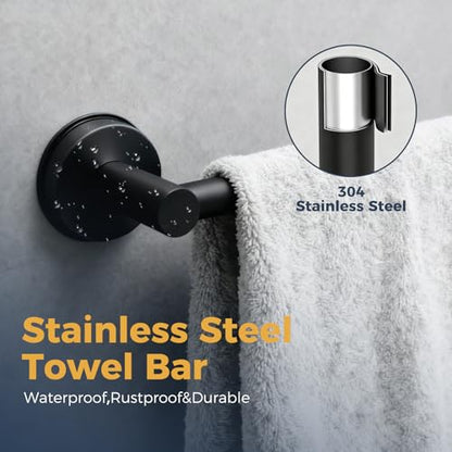 14.6inch~24inch Towel Racks for Bathroom,Adjustable Suction Cup Towel Bar for Bathroom Wall,Stainless Steel Bath Towel Holder for Shower(Matte Black) - color: Black