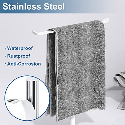 White T-Shaped Hand Towel Holder Stand for Countertops, Stainless Steel | Countertop rack for bathrooms and kitchens; organizes hand towels, headbands and other lightweight items. - color: White